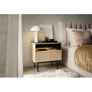 Eleganter Nachttisch RITA mit Schublade und LED-Beleuchtung für moderne Innenräume Eiche vincenza 2/9