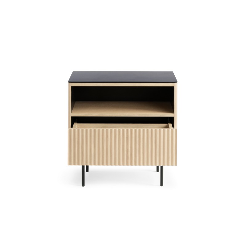 Eleganter Nachttisch RITA mit Schublade und LED-Beleuchtung für moderne Innenräume Eiche vincenza 3/9