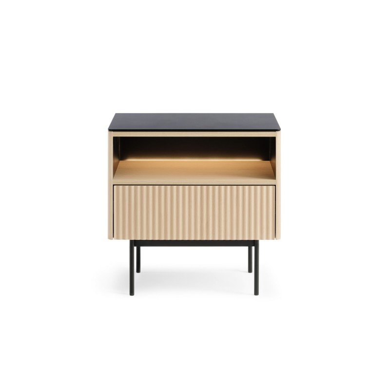 Eleganter Nachttisch RITA mit Schublade und LED-Beleuchtung für moderne Innenräume Eiche vincenza 4/9