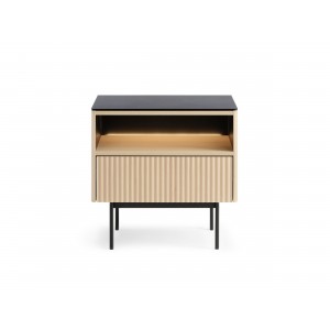 Eleganter Nachttisch RITA mit Schublade und LED-Beleuchtung für moderne Innenräume Eiche vincenza 4/9