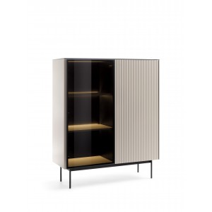 Zweitürige Vitrine RITA mit eleganter LED-Beleuchtung und Glasfront Cashmere 1/9