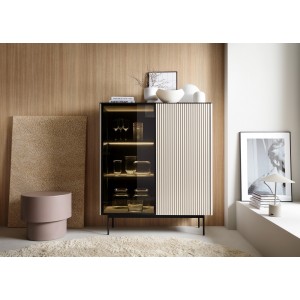 Zweitürige Vitrine RITA mit eleganter LED-Beleuchtung und Glasfront Cashmere 2/9