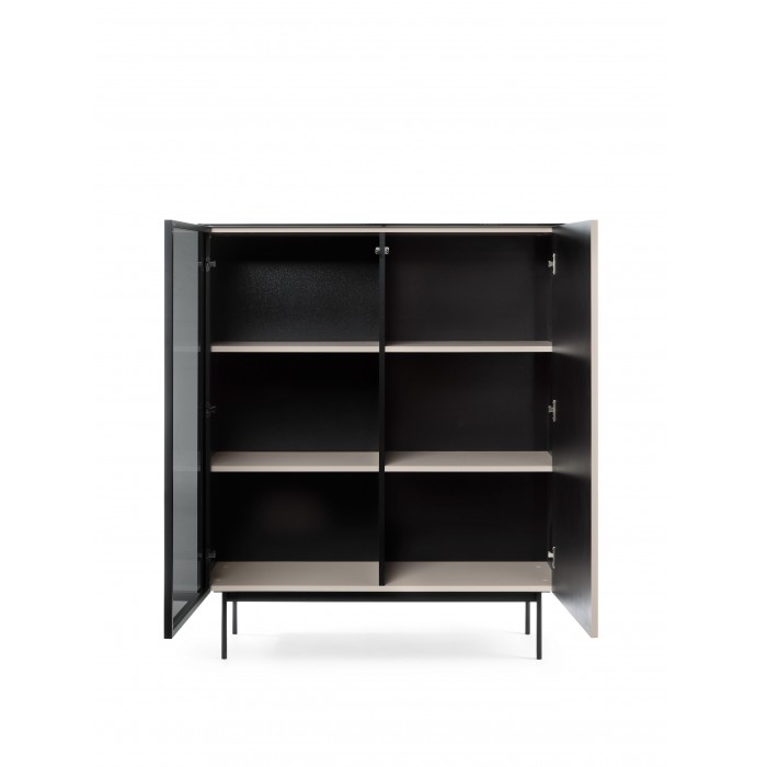 Zweitürige Vitrine RITA mit eleganter LED-Beleuchtung und Glasfront Cashmere