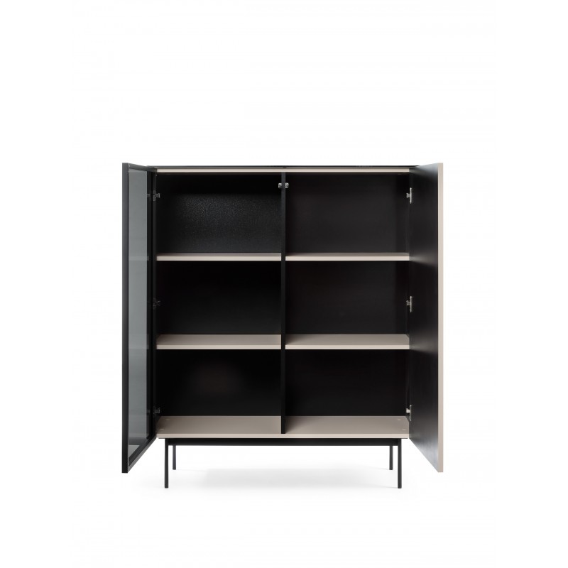 Zweitürige Vitrine RITA mit eleganter LED-Beleuchtung und Glasfront Cashmere 3/9