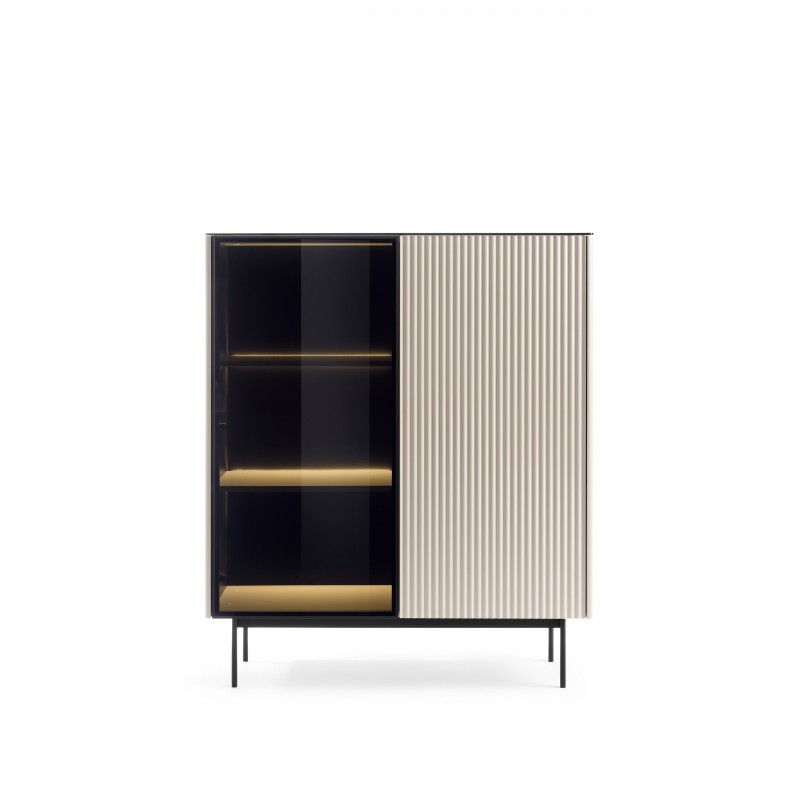 Zweitürige Vitrine RITA mit eleganter LED-Beleuchtung und Glasfront Cashmere 4/9