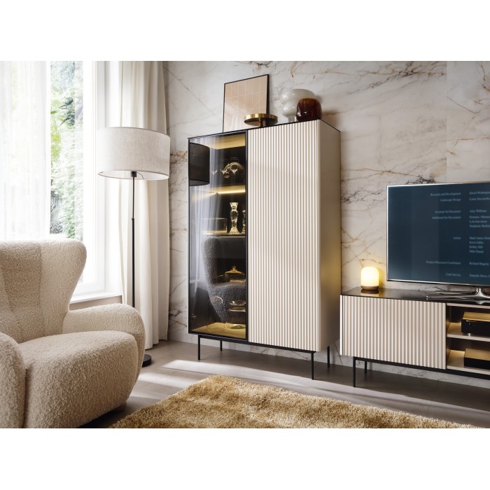 RITA hohe Kaschmirvitrine mit Glasfront,...