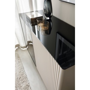 RITA hohe Kaschmirvitrine mit Glasfront, Schublade und LED-Beleuchtung 5/9