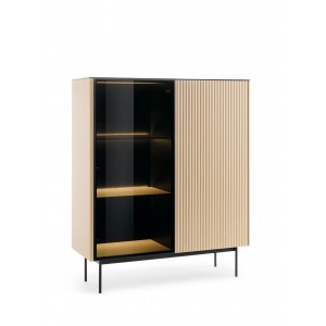 Zweitüriger Schrank RITA mit eleganter LED-Beleuchtung und Glasfront Eiche vincenza 1/9