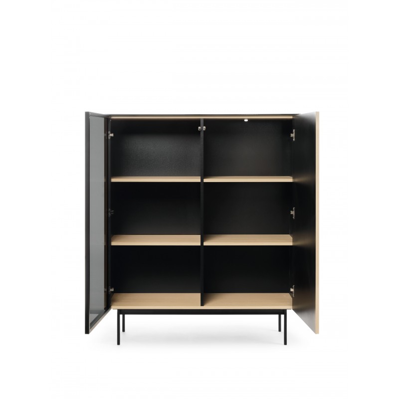 Zweitüriger Schrank RITA mit eleganter LED-Beleuchtung und Glasfront Eiche vincenza 3/9