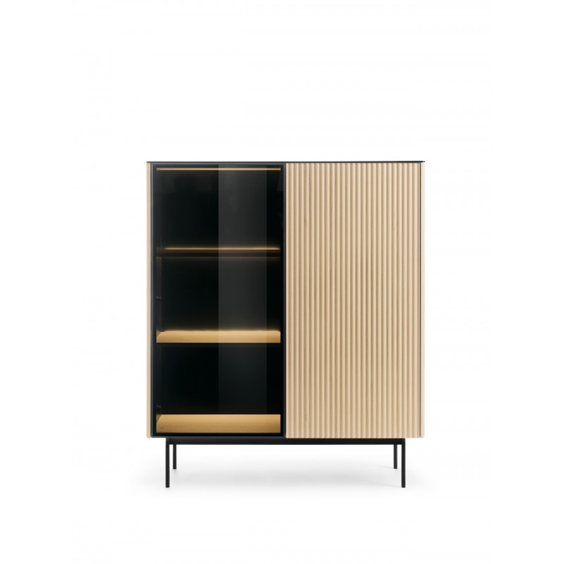 Zweitüriger Schrank RITA mit eleganter LED-Beleuchtung und Glasfront Eiche vincenza 4/9