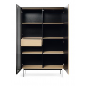 RITA Hochschrank mit Glasfront, Schublade und LED-Beleuchtung Eiche vincenza 4/9