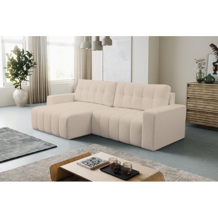 Exklusive beige gesteppte Eckcouch MASINA mit...