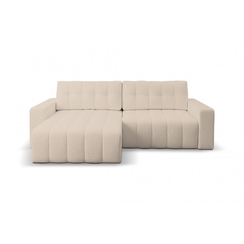 Exklusive beige gesteppte Eckcouch MASINA mit Bettzeugablage und Schlaffunktion 3/9
