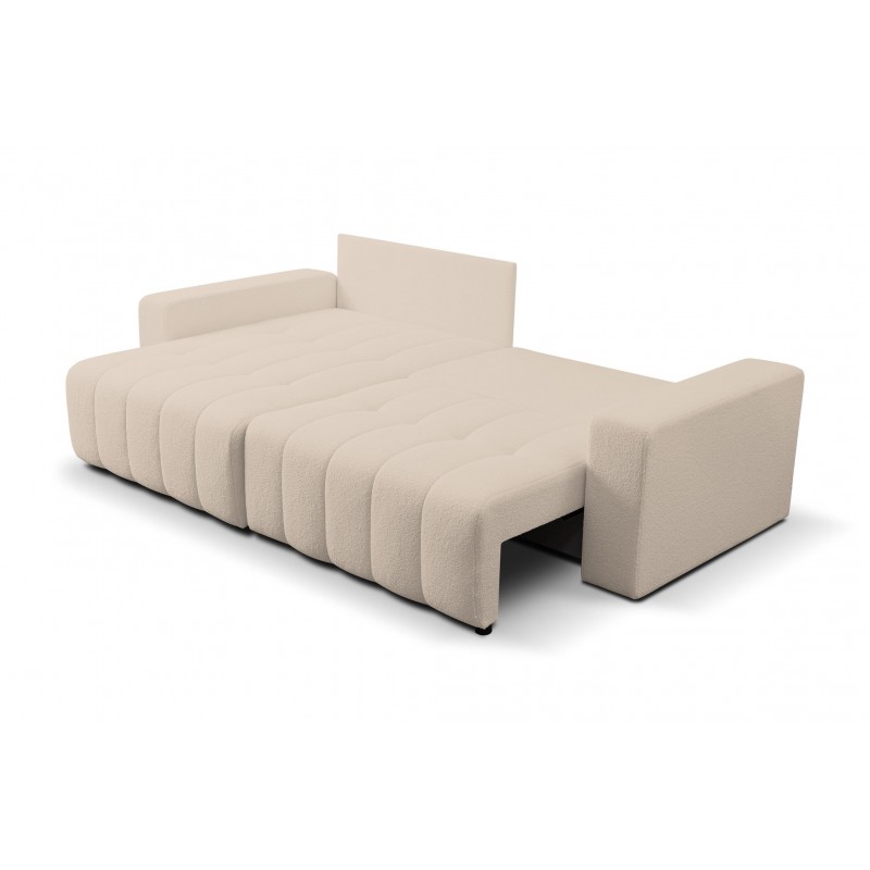 Exklusive beige gesteppte Eckcouch MASINA mit Bettzeugablage und Schlaffunktion 4/9