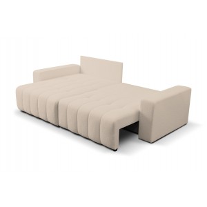 Exklusive beige gesteppte Eckcouch MASINA mit Bettzeugablage und Schlaffunktion 4/9