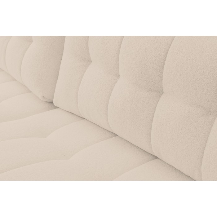 Exklusive beige gesteppte Eckcouch MASINA mit Bettzeugablage und Schlaffunktion