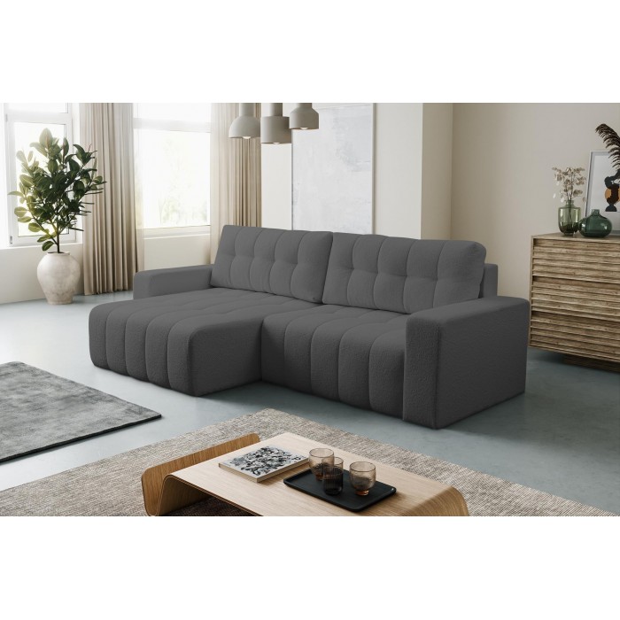 Grau gestepptes Ecksofa MASINA mit...
