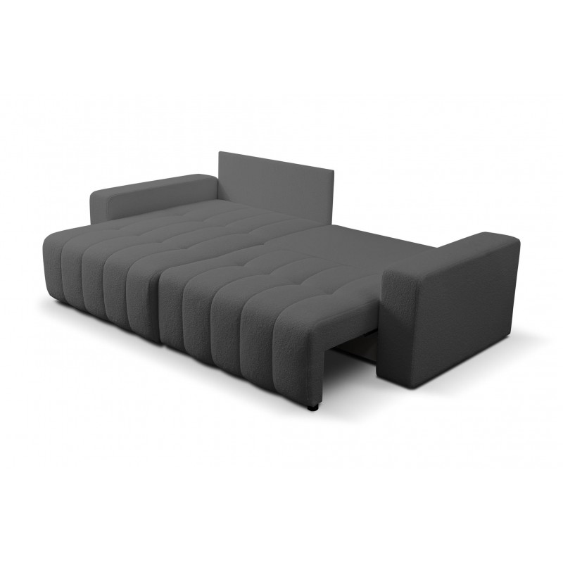 Grau gestepptes Ecksofa MASINA mit Schlaffunktion und Bettzeugcontainer 4/9
