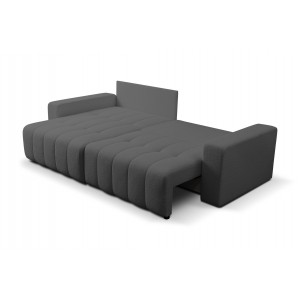 Grau gestepptes Ecksofa MASINA mit Schlaffunktion und Bettzeugcontainer 4/9