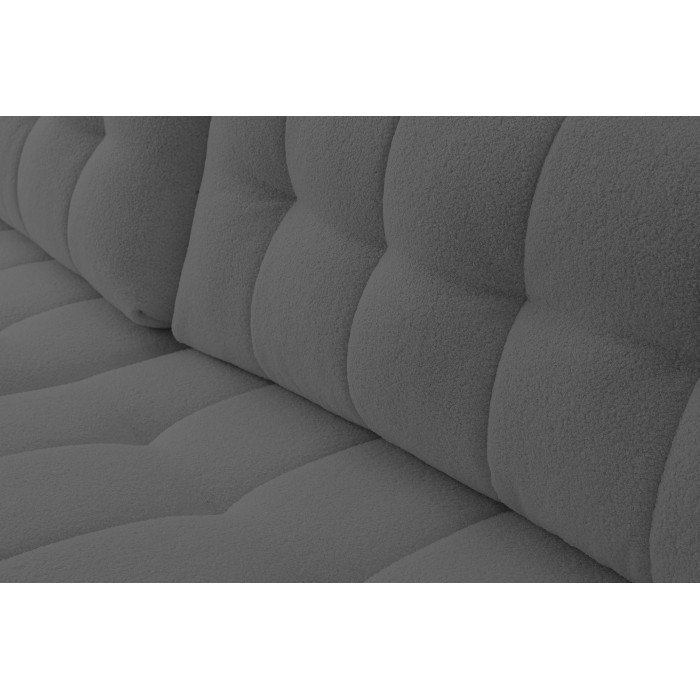 Grau gestepptes Ecksofa MASINA mit Schlaffunktion und Bettzeugcontainer