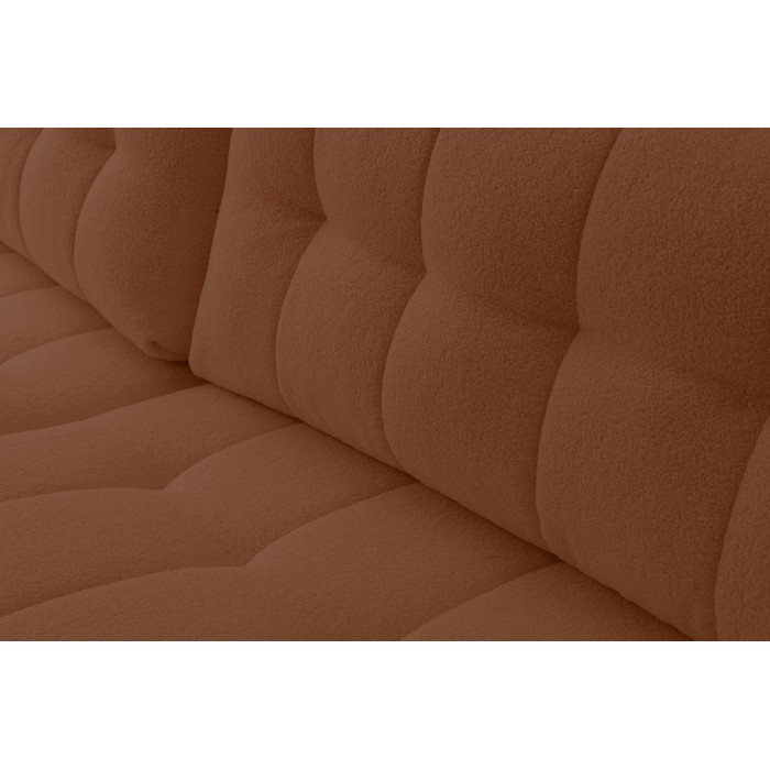 Modernes, gestepptes, braunes MASINA-Ecksofa mit Bettzeugablage und Schlaffunktion