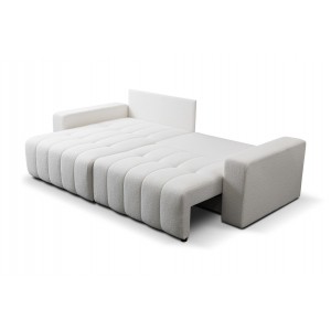 Ecksofa MASINA weiß gesteppt mit Schlaffunktion und Bettzeugcontainer 5/9