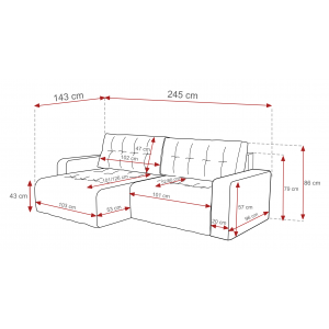 Ecksofa MASINA weiß gesteppt mit Schlaffunktion und Bettzeugcontainer 7/9