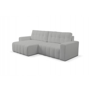 Hellgraues MASINA Stepp-Ecksofa mit Schlaffunktion und Bettzeugcontainer 1/9