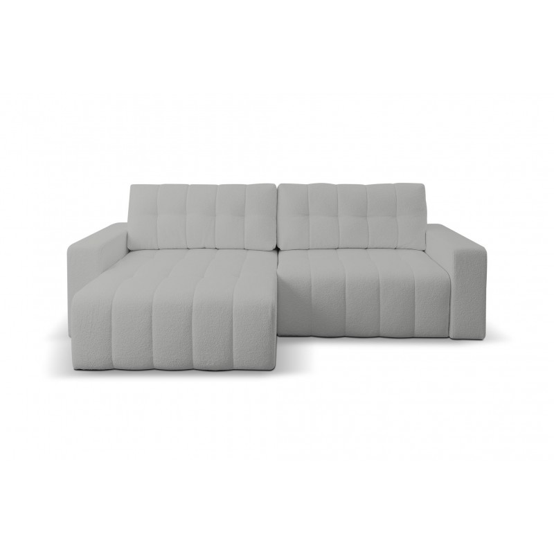 Hellgraues MASINA Stepp-Ecksofa mit Schlaffunktion und Bettzeugcontainer 3/9