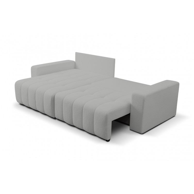 Hellgraues MASINA Stepp-Ecksofa mit Schlaffunktion und Bettzeugcontainer 4/9