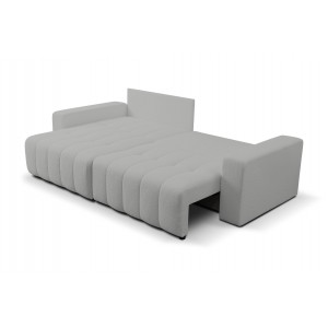 Hellgraues MASINA Stepp-Ecksofa mit Schlaffunktion und Bettzeugcontainer 4/9