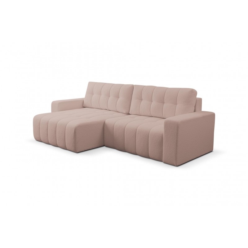 Auffallendes MASINA beige gestepptes Ecksofa mit Bettzeugcontainer