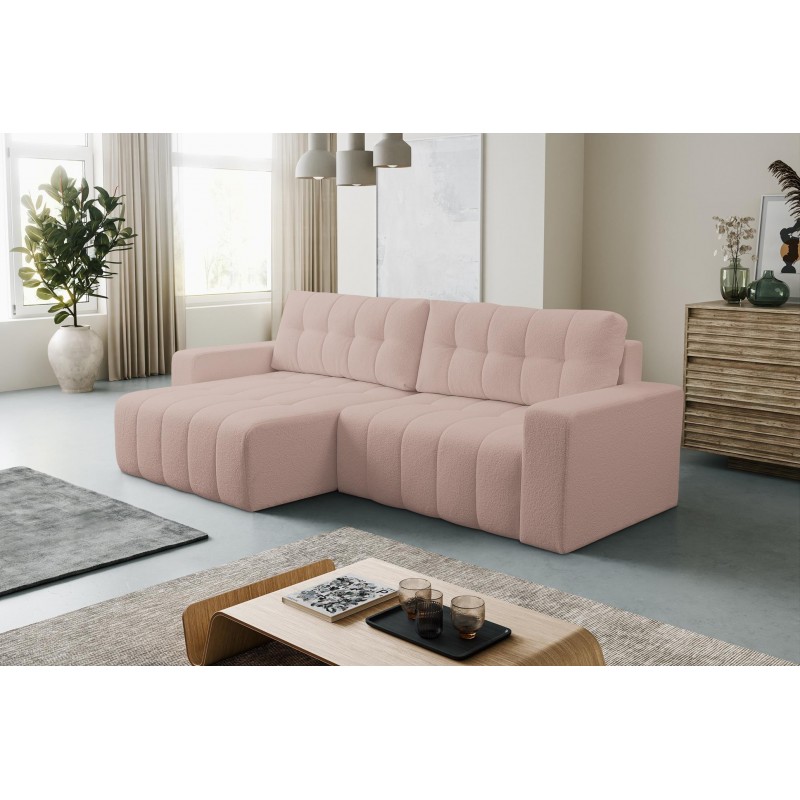 Auffallendes MASINA beige gestepptes Ecksofa mit Bettzeugcontainer 2/9