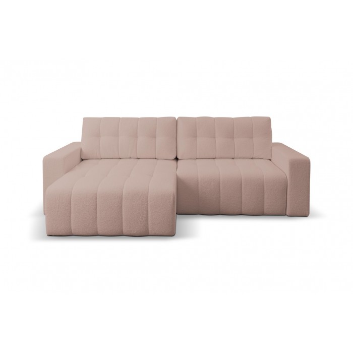 Auffallendes MASINA beige gestepptes Ecksofa mit Bettzeugcontainer