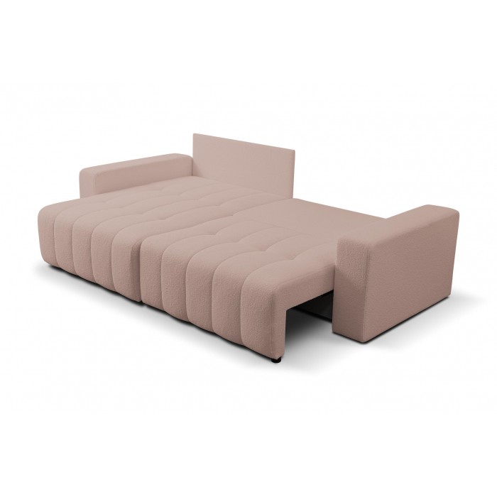Auffallendes MASINA beige gestepptes Ecksofa mit Bettzeugcontainer