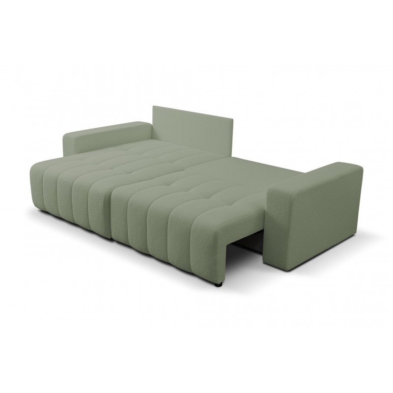 Exklusives Stepp-Ecksofa MASINA hellgrün mit Bettzeugablage und Schlaffunktion 4/9