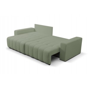 Exklusives Stepp-Ecksofa MASINA hellgrün mit Bettzeugablage und Schlaffunktion 4/9
