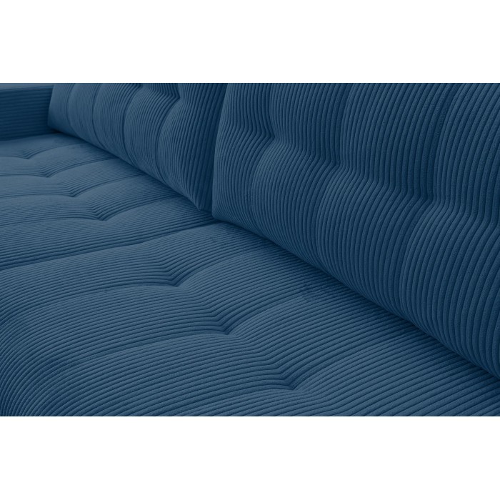 Ecksofa aus Kordstoff MASINA blau mit Schlaffunktion und Bettzeugcontainer