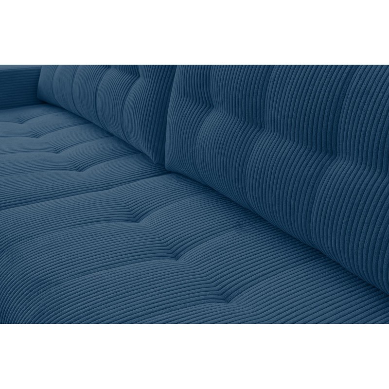 Ecksofa aus Kordstoff MASINA blau mit Schlaffunktion und Bettzeugcontainer 5/9