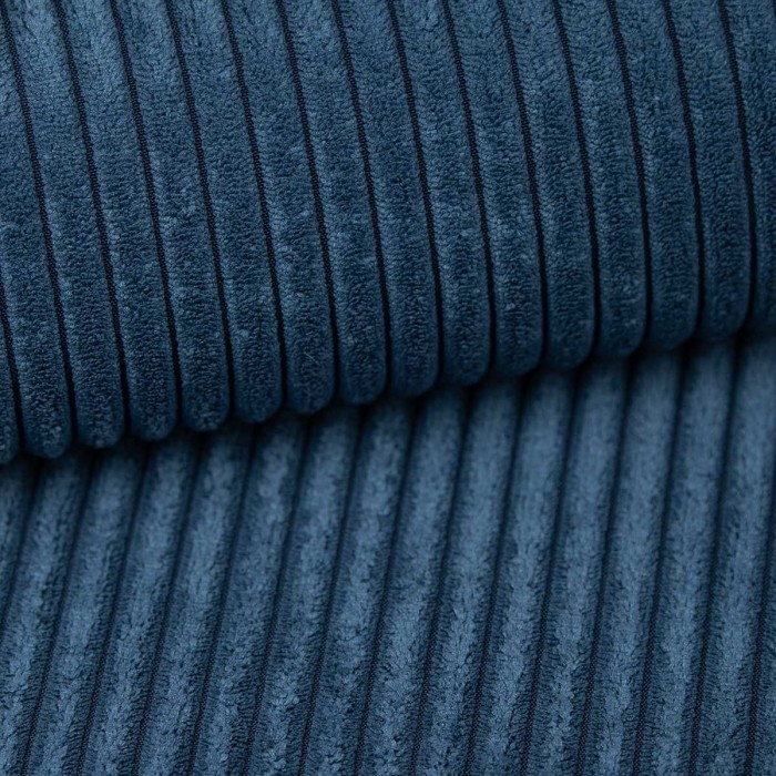 Ecksofa aus Kordstoff MASINA blau mit Schlaffunktion und Bettzeugcontainer
