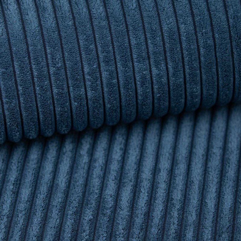Ecksofa aus Kordstoff MASINA blau mit Schlaffunktion und Bettzeugcontainer 8/9