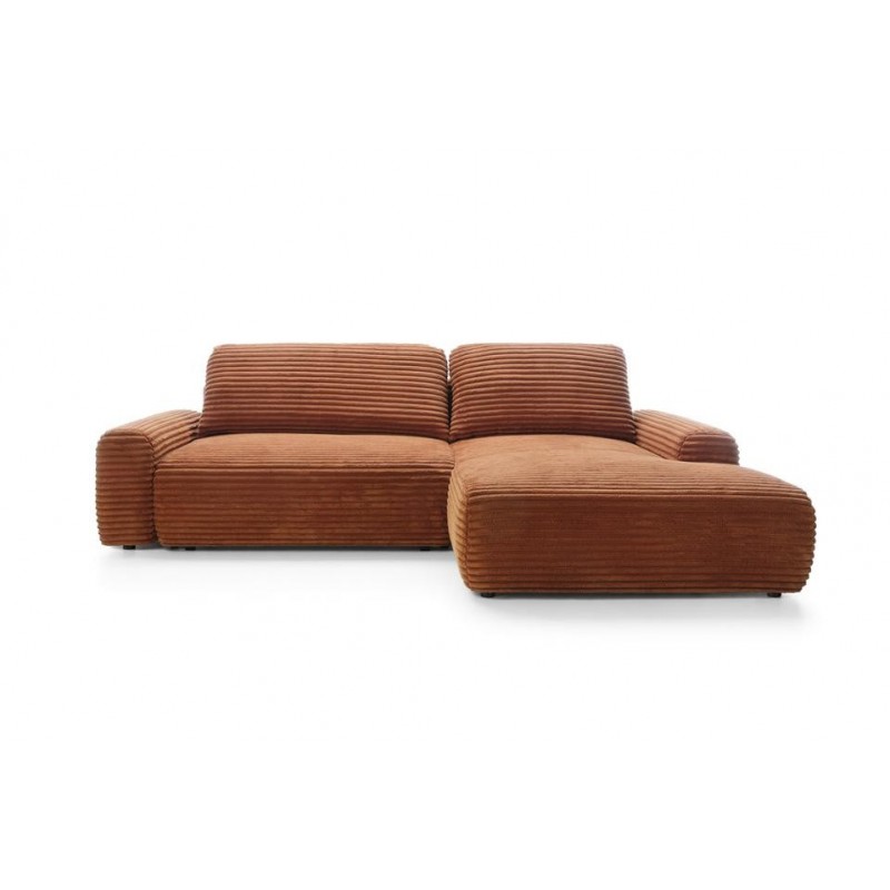 Modernes Ecksofa CORDINA in Orange mit Bettzeugablage und Schlaffunktion 3/9