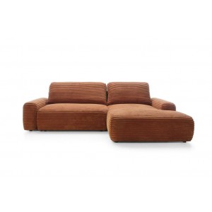Modernes Ecksofa CORDINA in Orange mit Bettzeugablage und Schlaffunktion 3/9