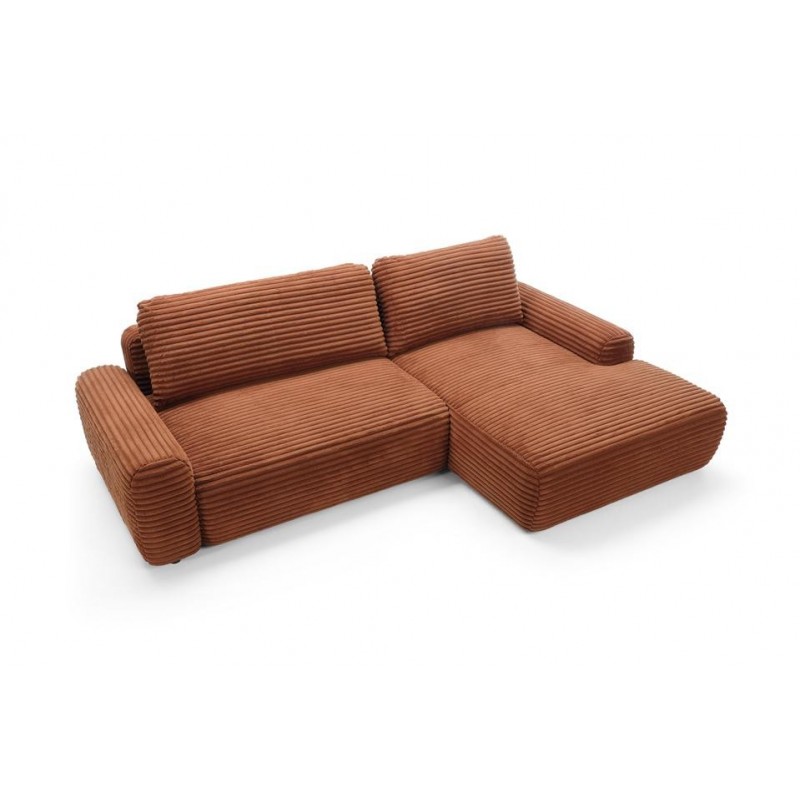 Modernes Ecksofa CORDINA in Orange mit Bettzeugablage und Schlaffunktion 5/9