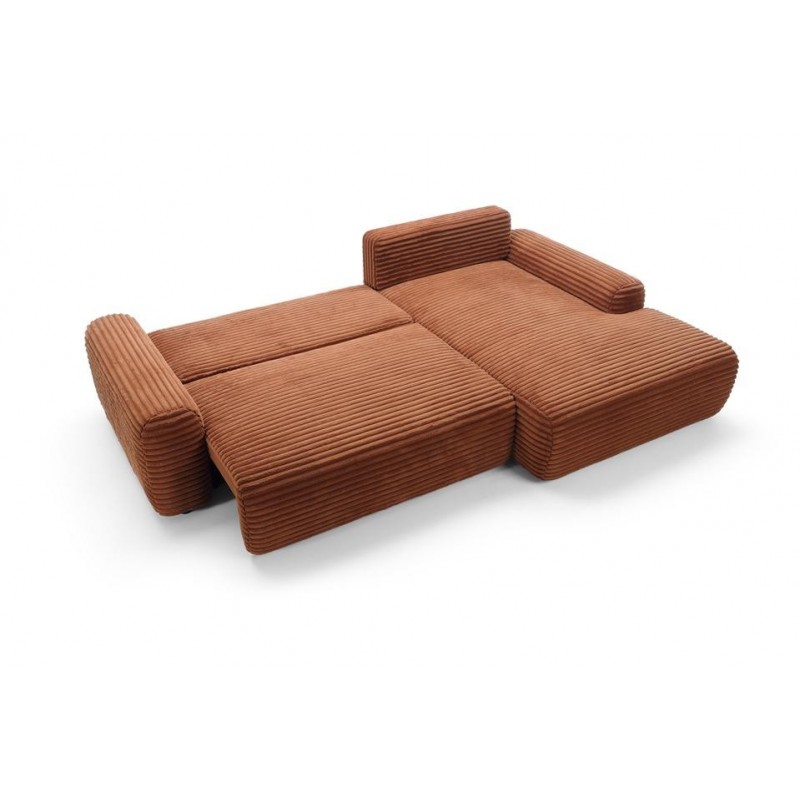 Modernes Ecksofa CORDINA in Orange mit Bettzeugablage und Schlaffunktion 7/9