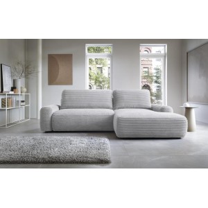 CORDINA Design-Ecksofa in Grau mit Bettzeugablage und Schlaffunktion 2/9