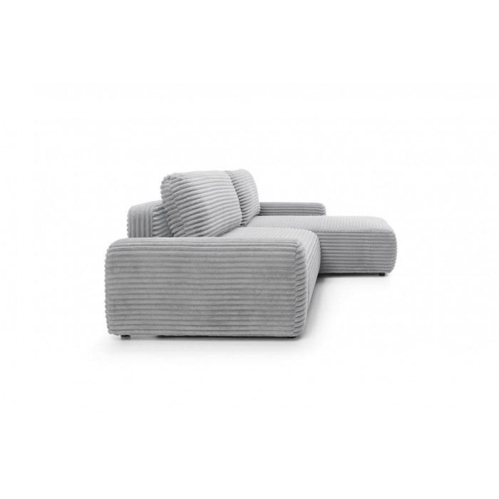 CORDINA Design-Ecksofa in Grau mit Bettzeugablage und Schlaffunktion