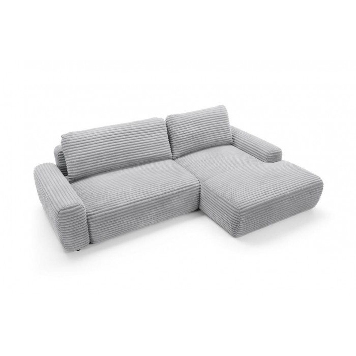 CORDINA Design-Ecksofa in Grau mit Bettzeugablage und Schlaffunktion