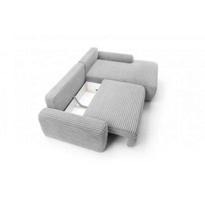 CORDINA Design-Ecksofa in Grau mit Bettzeugablage und Schlaffunktion