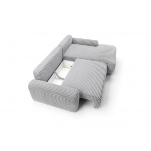 CORDINA Design-Ecksofa in Grau mit Bettzeugablage und Schlaffunktion 6/9